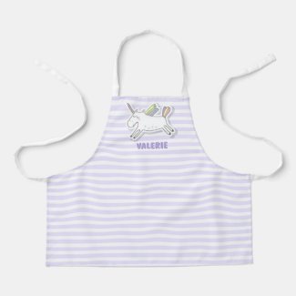 Cute Unicorn - Lavender Striped Kids  Apron