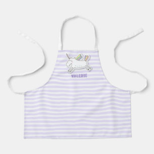 Cute Unicorn - Lavender Striped Kids  Apron