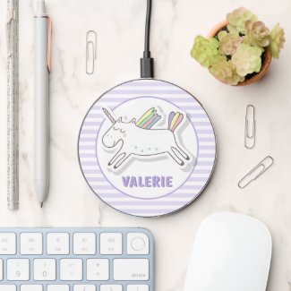 Cute Unicorn - Lavender Striped Kids 
