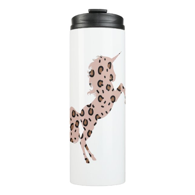 Cute Unicorn Leopard Print Skin Pattern Gift Thermal Tumbler (Front)