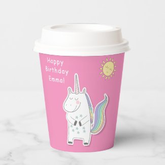 Cute Unicorn - Little Girls Paper Cups