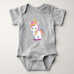 Cute Unicorn, Little Unicorn, Kawaii Unicorn Baby Bodysuit