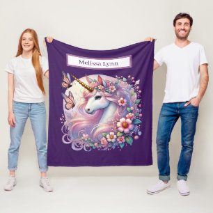 Cute unicorn lovers add name  fleece blanket