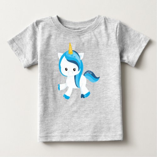 Cute Unicorn Magic Unicorn Snowflakes Winter Baby T_Shirt