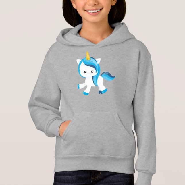 Cute Unicorn, Magic Unicorn, Snowflakes, Winter Hoodie (Front)