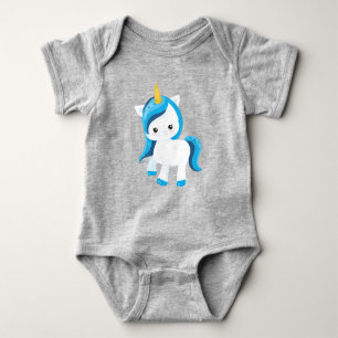 Cute Unicorn, Magic Unicorn, Winter, Snowflakes Baby Bodysuit