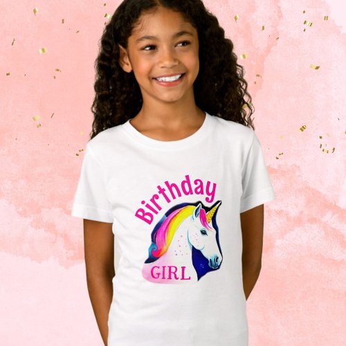 Cute Unicorn Magical Birthday Girl T_Shirt