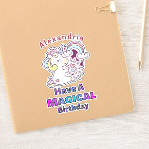Cute Unicorn Magical Birthday Personalize Sticker