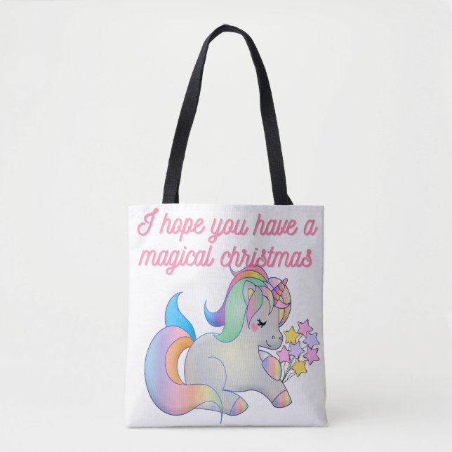 Cute Unicorn Magical Christmas Ugly Xmas  Tote Bag (Front)