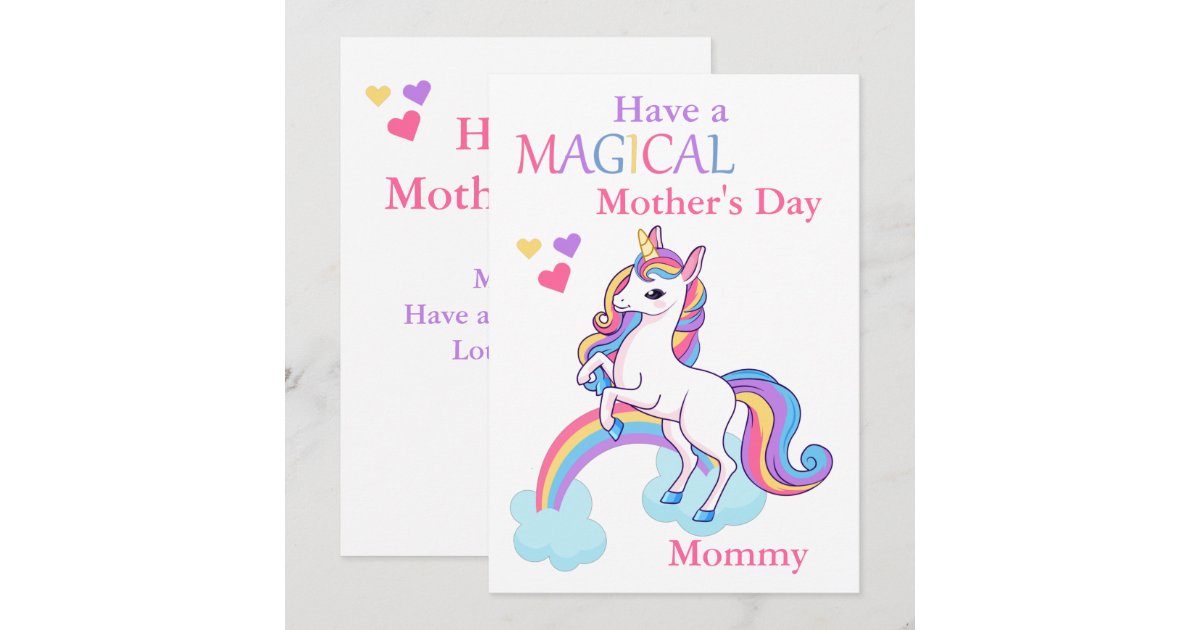 Cute Unicorn Magical Mother's Day Kids Card | Zazzle