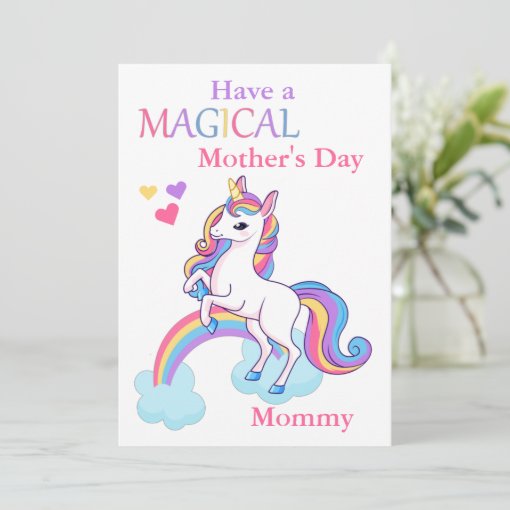 Cute Unicorn Magical Mother's Day Kids Card | Zazzle