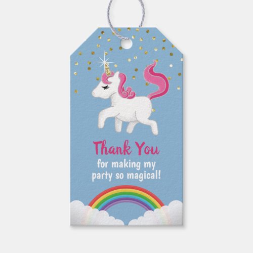 Cute Unicorn Magical Party Rainbow Favor Thank You Gift Tags