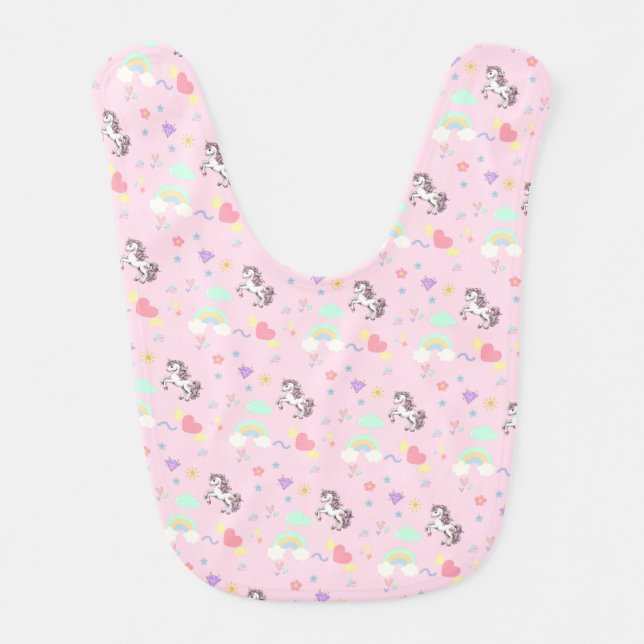 Cute unicorn magical princess  girly birthday kids baby bib (Front)