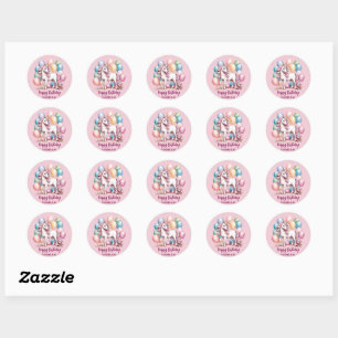 Cute unicorn magical princess  girly birthday kids classic round sticker
