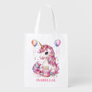 Cute unicorn magical princess girly birthday kids grocery bag