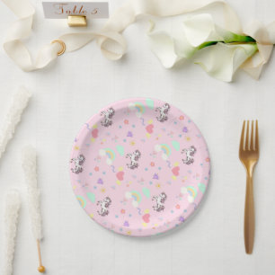Cute unicorn magical princess girly birthday kids paper plates
