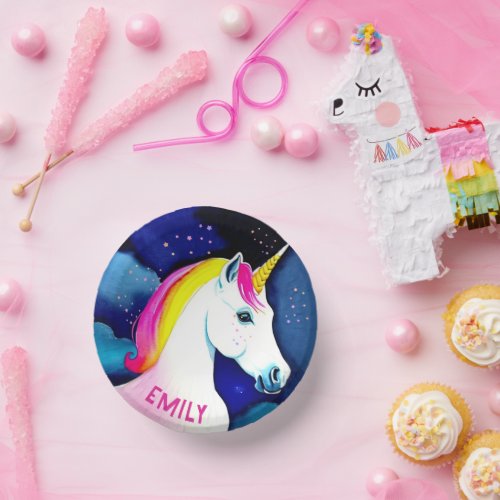Cute Unicorn Magical Star Girl Name Birthday  Paper Bowls