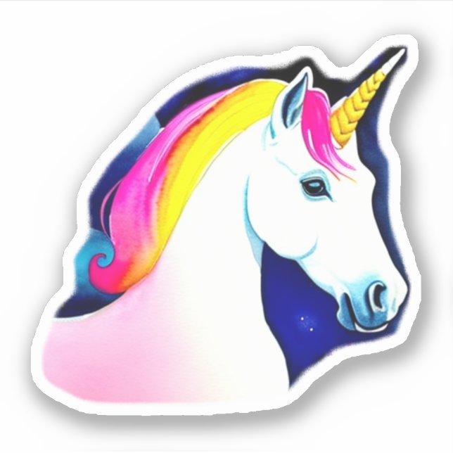 Cute Unicorn Magical Stars Drawing Girl  Sticker (Front)