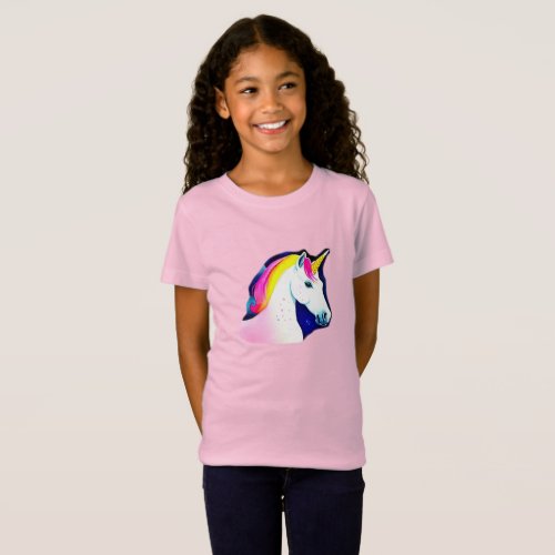 Cute Unicorn Magical Stars Drawing Girly T_Shirt