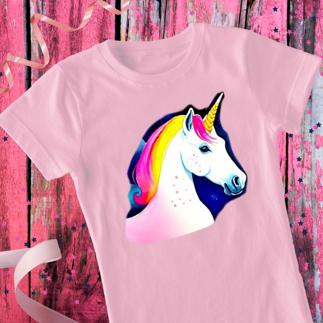 Cute Unicorn Magical Stars Drawing Girly T-Shirt (Creator Uploaded)