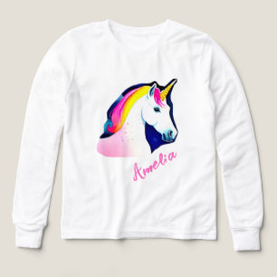 Cute Unicorn Magical Stars Drawing Name Girly  Tri-Blend Shirts