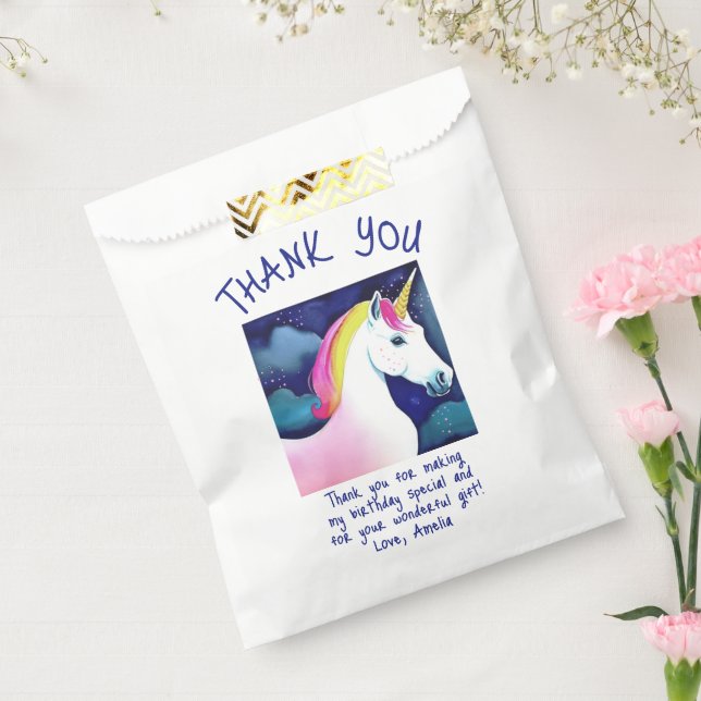 Cute Unicorn Magical Stars Girl Birthday Thank you Favor Bag (Sealed)