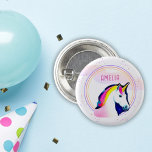 Cute Unicorn Magical Stars Girl Name Birthday  Button<br><div class="desc">Cute Unicorn Magical Stars Girl Name Birthday button. These beautiful and magical birthday button will make your special occasion even more magical!  Personalize it with a name of your choice and make your little one feel extra special on their special day. The button features a cute unicorn drawing.</div>