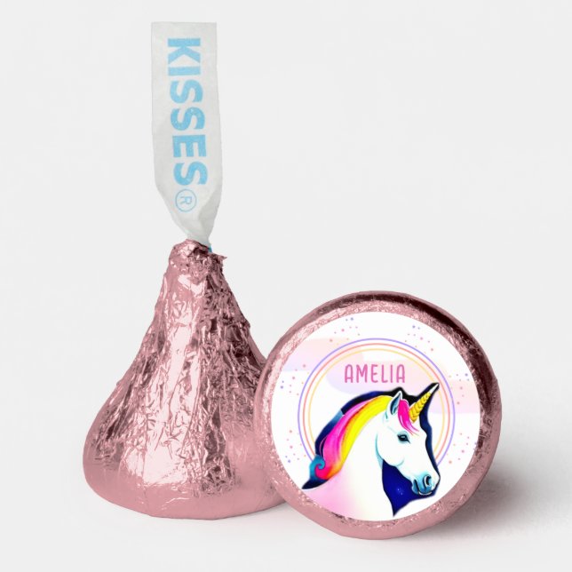 Cute Unicorn Magical Stars Girl Name Birthday  Hershey®'s Kisses® (Front)