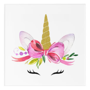 Cute Unicorn, Magical Unicorn, Girl Nursery, Pink Acrylic Print