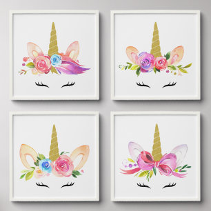 Cute Unicorn, Magical Unicorn, Girl Nursery, Pink Peel And Stick Photo Tile