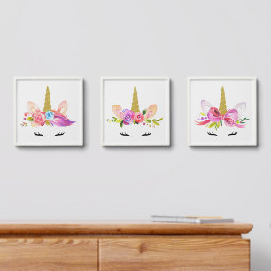 Cute Unicorn, Magical Unicorn, Girl Nursery, Pink Peel And Stick Photo Tile