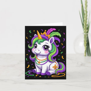 Cute Unicorn Mardi Gras Carnival Fat Tuesday Girls Card