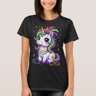 Cute Unicorn Mardi Gras Carnival Fat Tuesday Girls T-Shirt