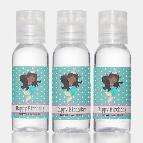 Cute Unicorn Mermaid Name Birthday Pattern Hand Sanitizer