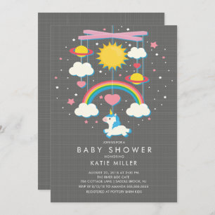 Cute Unicorn Mobile Baby Shower Invitation