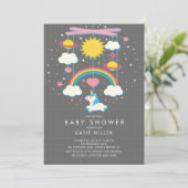 Cute Unicorn Mobile Baby Shower Invitation (Standing Front)