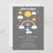 Cute Unicorn Mobile Baby Shower Invitation (Front)