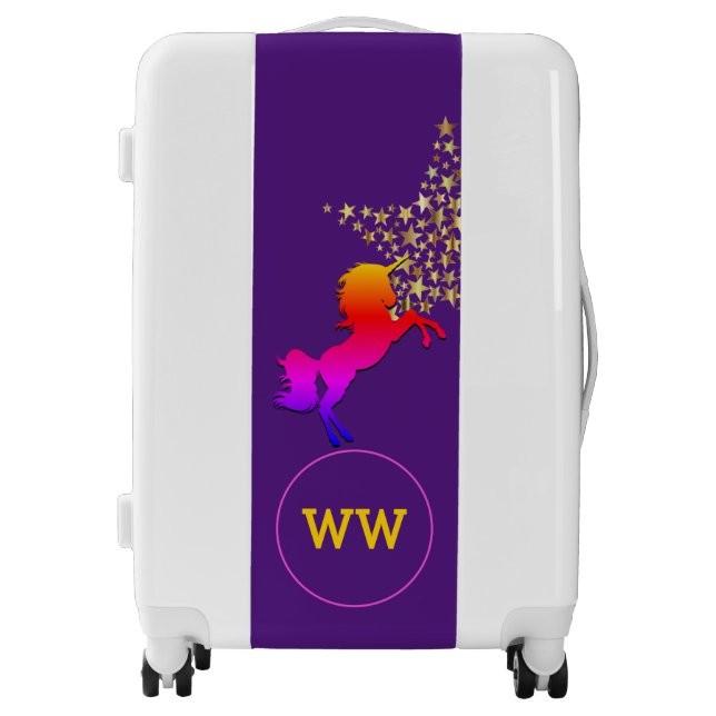 Cute UNICORN Monogram PURPLE Luggage (Front)