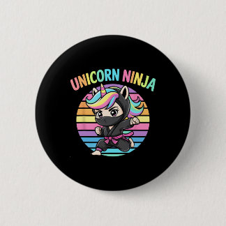 Cute Unicorn Ninja Girl Cute Preschool Squad Dream Button