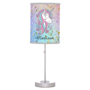 Cute Unicorn Ombre Rainbow Glitter Sparkle Table L Table Lamp