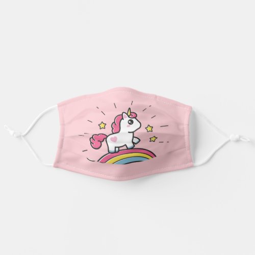 Cute Unicorn On A Rainbow Design Adult Cloth Face Mask