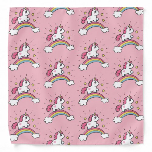 Cute Unicorn On A Rainbow Design Bandana