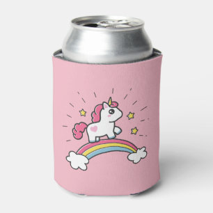 Cute Unicorn On A Rainbow Design Can Cooler