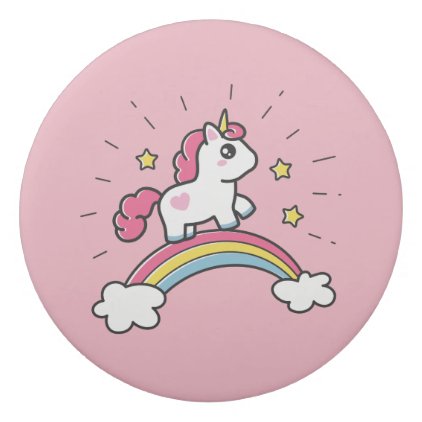 Cute Unicorn On A Rainbow Design Eraser