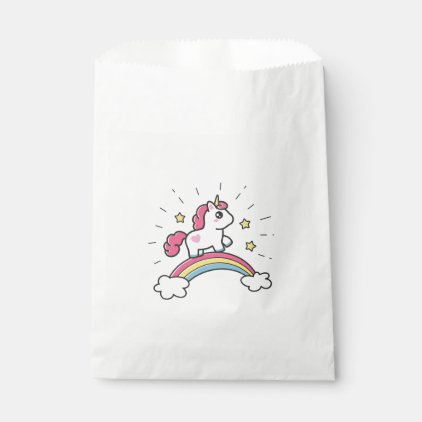 Cute Unicorn On A Rainbow Design Favor Bag