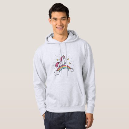 Cute Unicorn On A Rainbow Design Hoodie