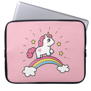 Cute Unicorn On A Rainbow Design Laptop Sleeve