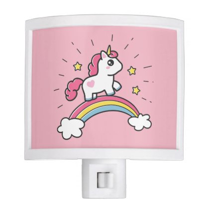 Cute Unicorn On A Rainbow Design Night Light