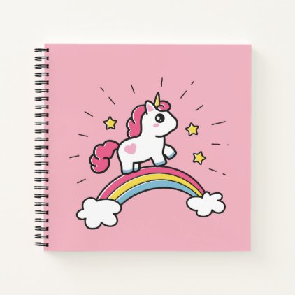 Cute Unicorn On A Rainbow Design Notebook