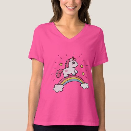 Cute Unicorn On A Rainbow Design T-Shirt